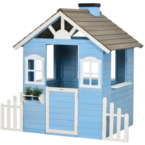 CASETTA PER BAMBINI IN LEGNO DA ESTERNO. ETÀ 3-7 ANNI. 151X112.5X142CM. BLU