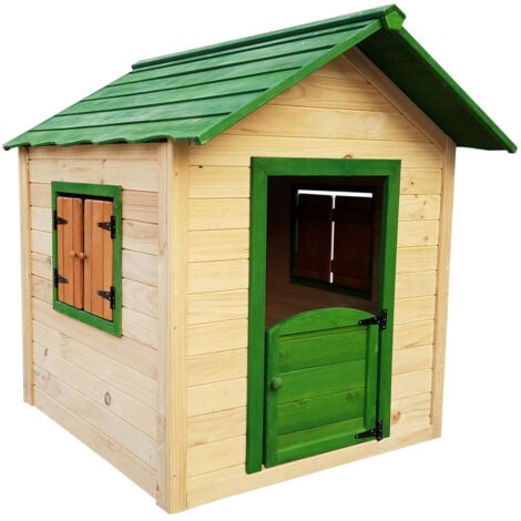 Casetta per Bambini in Legno Robincool Kela 1,6 m² de 138x116x132 cm con Porta Battente, Finestre e Pavimento