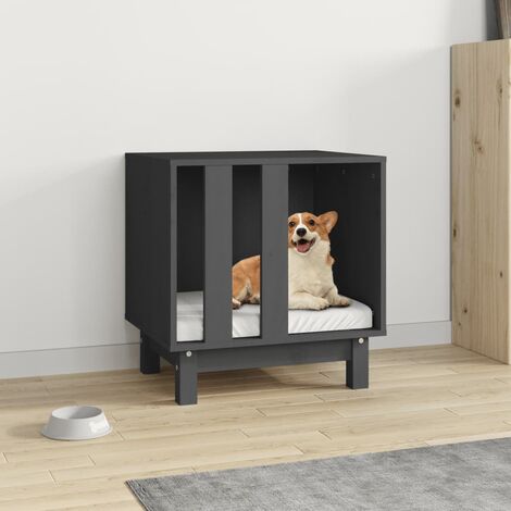 EASYCOMFORT Cuccia per Cani a Casetta in Legno, per Animali Fino a 15kg,  Grigio e Bianco