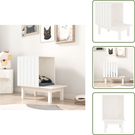 Casetta per gatti bianca - vidaXL Casetta per Gatti Bianca 60x36x60 cm in Legno Massello di Pino - Casetta per gatti in pino