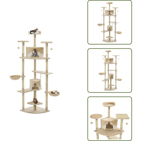 Casetta per gatti - vidaXL Albero per Gatti e Tiragraffi in Sisal 203 cm Beige e Bianco - Cesti per gatti