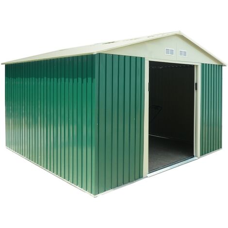 Casetta Da Giardino Metallica Devon - 7,06 M&sup2;, Verde, Acciaio Zincato, Porta Scorrevole