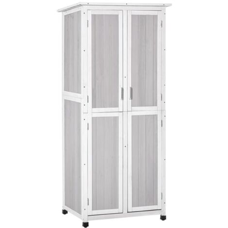 CASETTA PORTA ATTREZZI IN LEGNO DI ABETE A 3 LIVELLI CON TETTO IN BITUME. 77X58X175 CM. GRIGIO