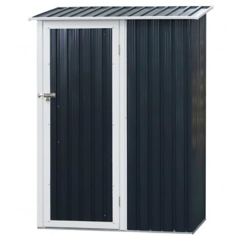 Casetta Porta Attrezzi in Metallo Ezooza 143 x 89 x 186 cm in Acciaio Verniciato di colore Antracite con porta decentrata