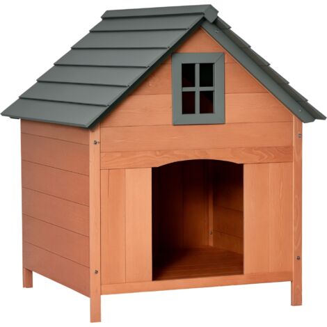 Casetta surélevée pour chiens jusqu'à 15 kg en bois d'épicéa 81.3x91.5x98.5 cm