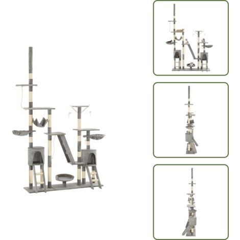 Casette per gatti - vidaXL Albero per Gatti con Tiragraffi in Sisal 230-250 cm Grigio - Lettini per gatti