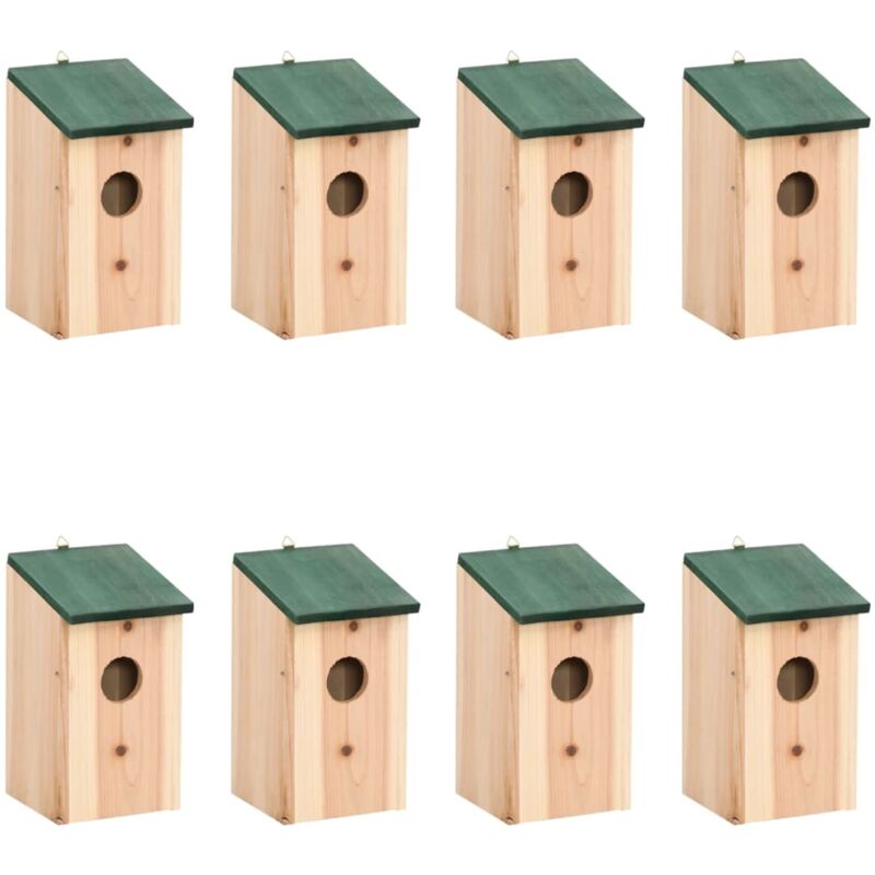 Casette Per Gli Uccelli 8 Pz In Legno 12x12x22 Cm Vidaxl