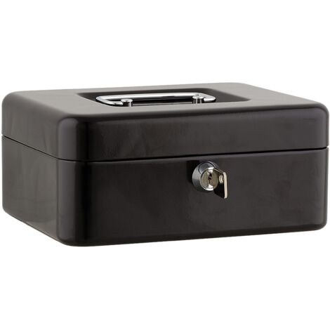 Cash Box Sheet Steel Security Lock 2 Keys 5 Note Compartments Removable Purse