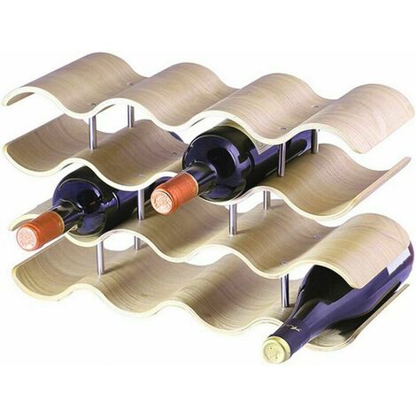 Casier à Bouteille Empilable, Porte Bouteille en Bambou Range Bouteille Vin Bois Autoportant 14 Bouteilles Max pour Maison Cuisine Bar Salle à Manger - 44 x 17 x 7.5cm