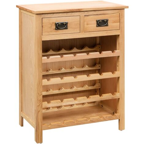 vidaXL Bois de Chêne Massif Casier à Bouteilles Armoire à Vin Multicolore