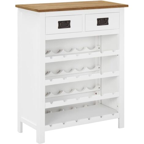Casier à bouteilles 72x32x90 cm Bois de chêne massif - Blanc