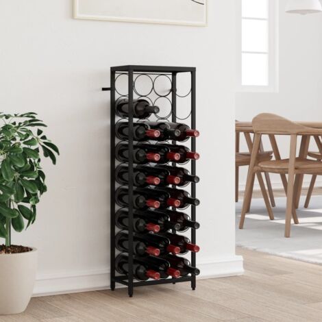 Casier à bouteilles de 27 bouteilles noir 34x18x100cm fer forgé CFW11204