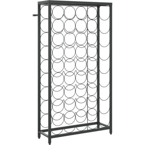Casier à bouteilles de 45 bouteilles noir 54x18x100cm fer forgé CFW181253