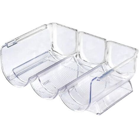 Casier à Bouteilles Empilable en Plastique 1 Pièces Porte Bouteille Vin Range Bouteille Rangement Frigo Bouteille Etagere Vin pour Jusqu'à 3 Bouteilles au Total, Transparent