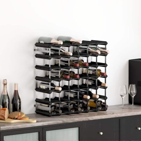 Casier à bouteilles Étagère à bouteille - Casier à vin pour 42 bouteilles Noir Bois de pin solide BV669077 - BonneVie