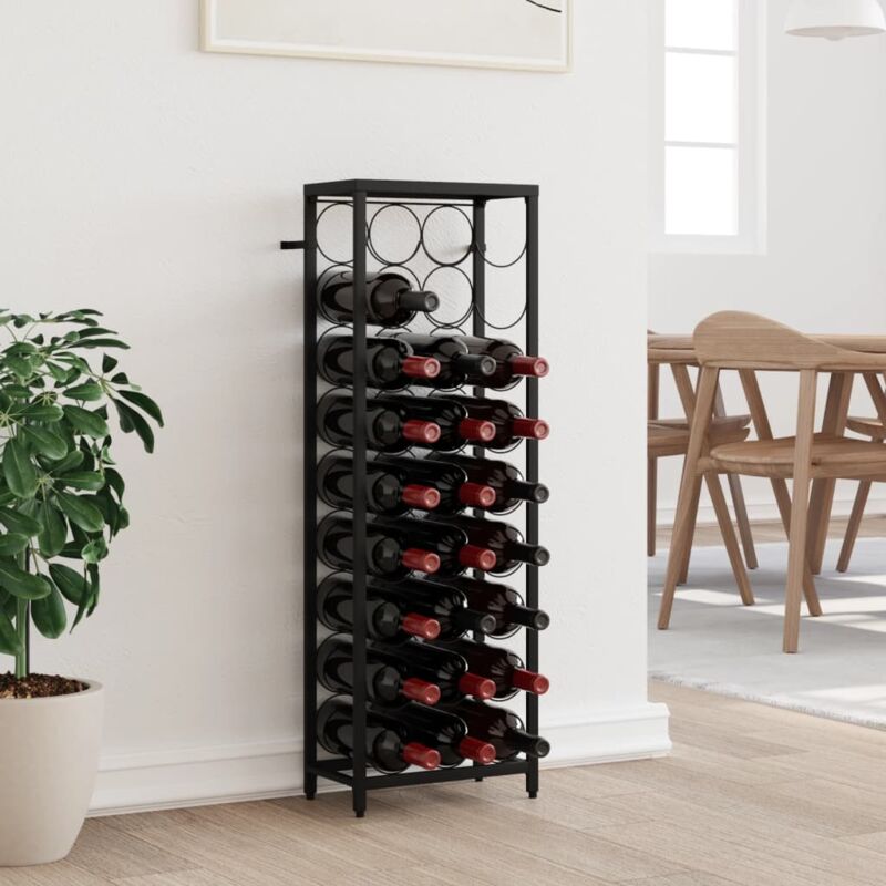 Range bouteille, Casier à bouteilles, Etagère à Vin de 27 bouteilles noir 34x18x100cm fer forgé -ASAF44331 DESIGN IN