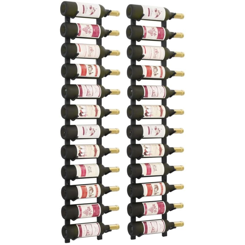 Vidaxl - Casiers à bouteilles mural pour 12 bouteilles 2 pcs noir fer
