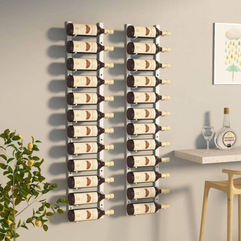 Vidaxl - Casier à vin mural pour 12 bouteilles 2 pcs Blanc Fer