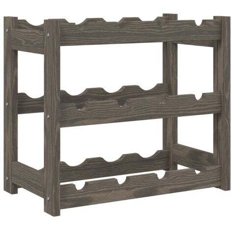 Casier à bouteilles pour 12 bouteilles gris bois pin solide CFW256998