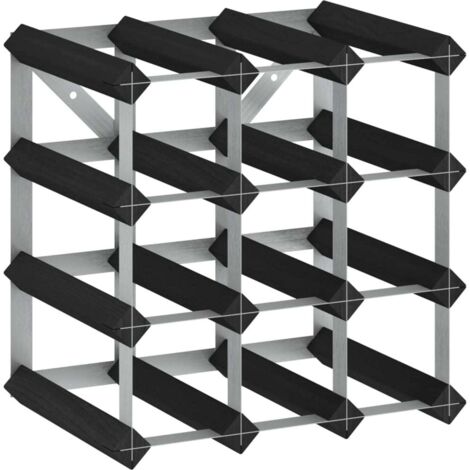 Casier à bouteilles pour 12 bouteilles Noir Bois de pin solide CFW504021
