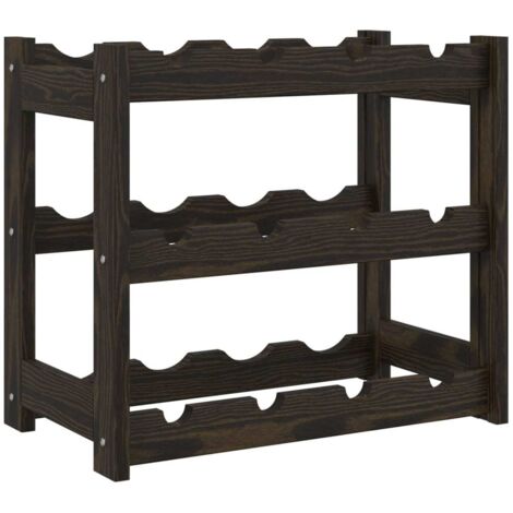 Casier à bouteilles pour 12 bouteilles noir bois pin solide CFW290865