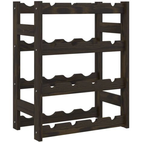 Casier à bouteilles pour 16 bouteilles noir bois pin solide
