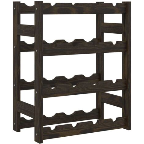 Casier à bouteilles pour 16 bouteilles noir bois pin solide CFW922822
