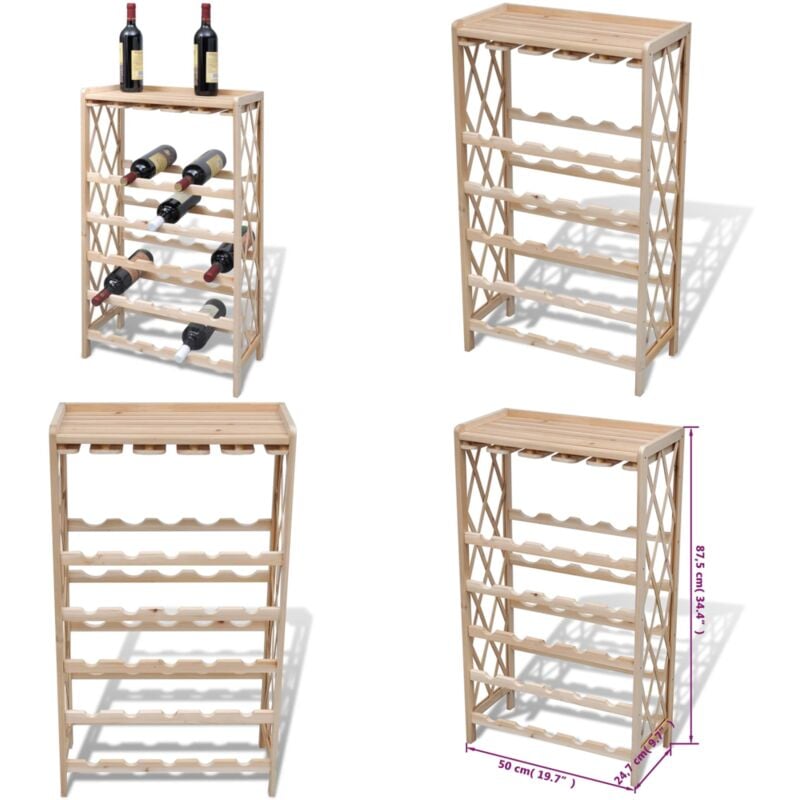Vidaxl - Casier à bouteilles pour 25 bouteilles Bois de sapin solide - range bouteille - range bouteilles - Home & Living - Brun