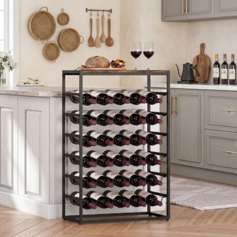 Casier à bouteilles pour 30 bouteilles. étagère à vin avec 6 niveaux. style industriel. 59x30x88.5cm. brun rustique