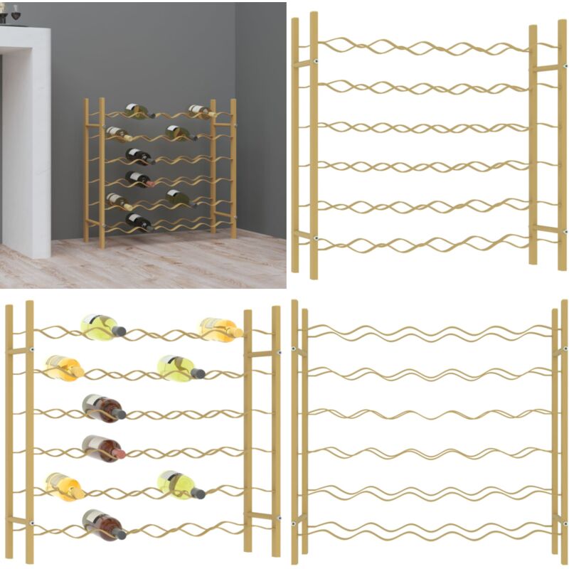 Vidaxl - Casier à bouteilles pour 36 bouteilles Doré Métal - casier à bouteilles - casiers à bouteilles - Home & Living - Or