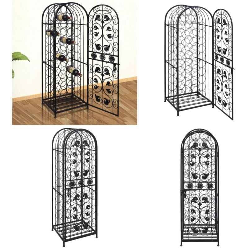 Vidaxl - Casier à bouteilles pour 45 bouteilles Métal - Range bouteille - Range bouteilles - Home & Living - Noir