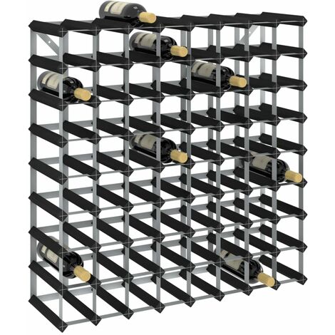 Casier à bouteilles pour 72 bouteilles Noir Bois de pin solide