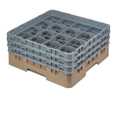 Casier à verres 16 compartiments beige - Hauteur de 143 à 349 mm - Camrack Cambro