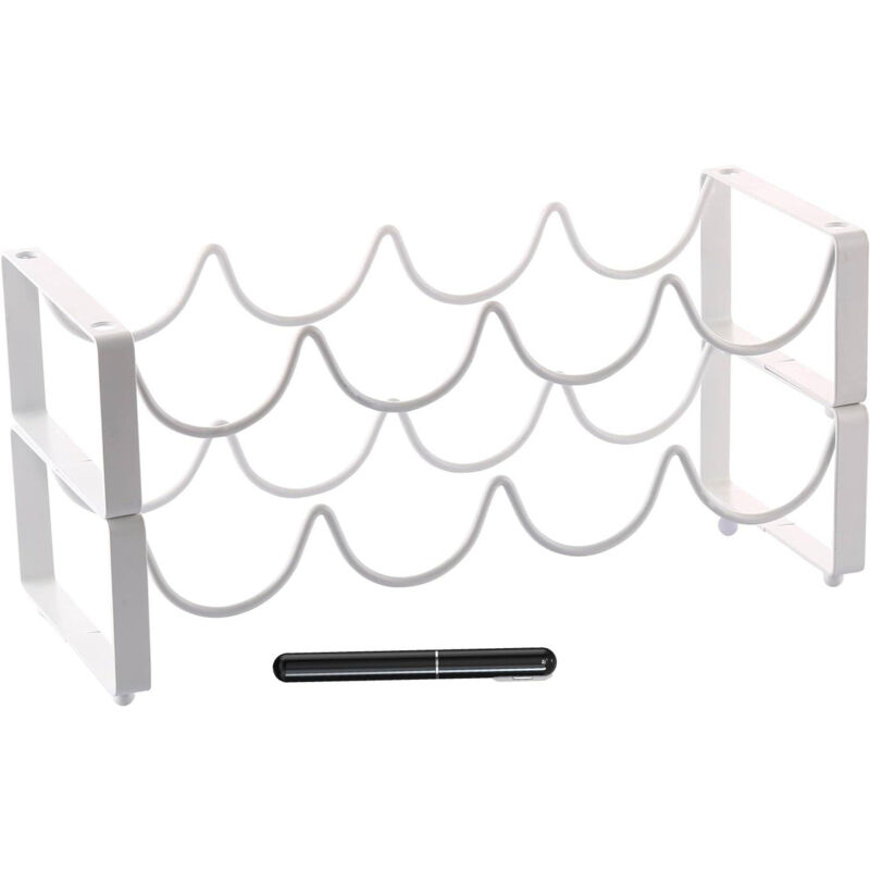 Sunxury - Casier à vin avec ouvre-bouteille tire-bouchon-paquet de 2-blanc-casier à vin empilable de table-petit porte-bouteille de vin sur pied pour