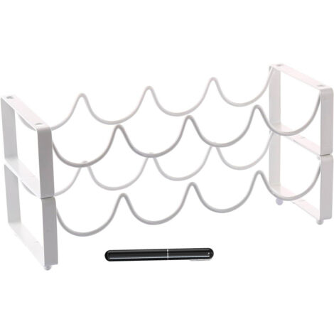 Casier à vin avec ouvre-bouteille tire-bouchon-paquet de 2-blanc-casier à vin empilable de table-petit porte-bouteille de vin sur pied pour 8 bouteilles