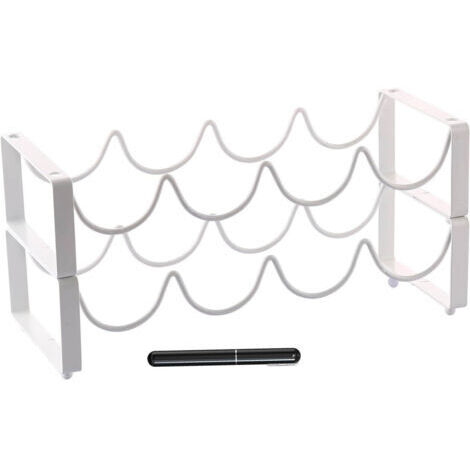 Casier à vin avec ouvre-bouteille tire-bouchon-paquet de 2-blanc-casier à vin empilable de table-petit porte-bouteille de vin sur pied pour 8 bouteilles