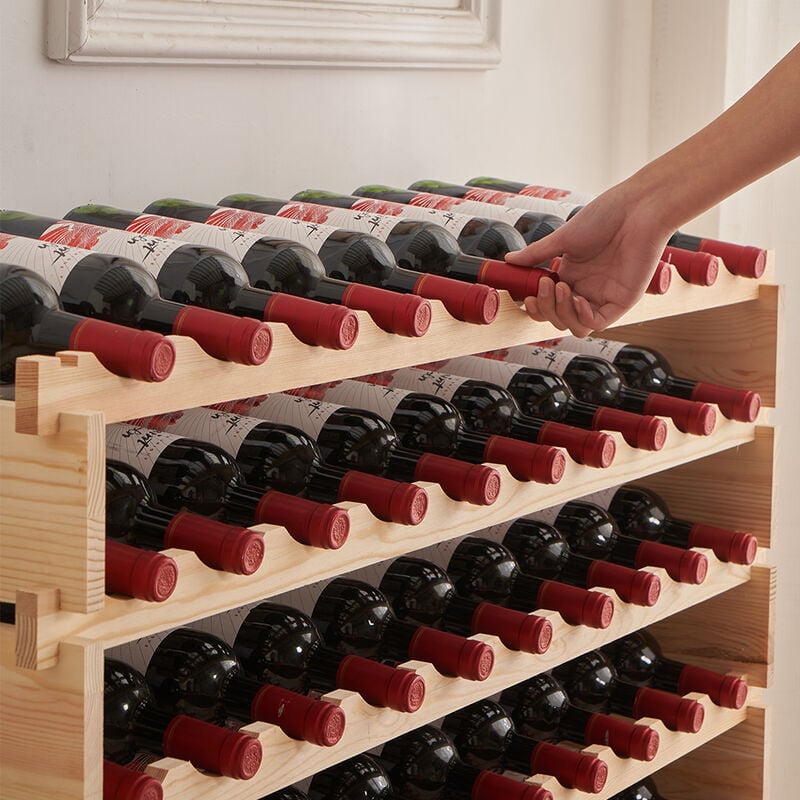Sifree - Support d'affichage de 60 Bouteilles, Armoire de Rangement à Vin Verticale et Horizontale à 6 Niveaux