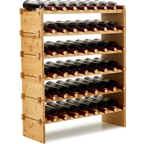 Casier à Vin de 48 Bouteilles, Stockage du Vin en Bois, Porte-vins et Etagère de Présentation à 6 Couches, 76x26x76cm