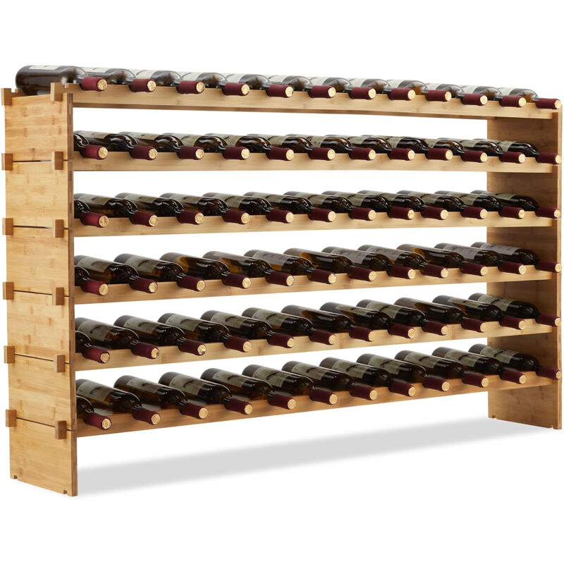 Hoerfuriy - Casier à Vin de 72 Bouteilles, Stockage du Vin en Bois, Porte-vins et Etagère de Présentation à 6 Couches, 114x28x74cm