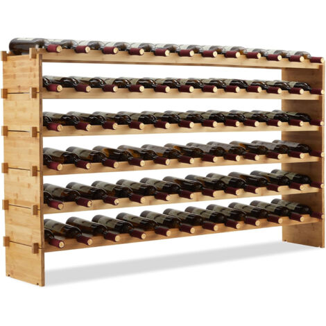 Casier à Vin de 72 Bouteilles, Stockage du Vin en Bois, Porte-vins et Etagère de Présentation à 6 Couches, 114x28x74cm