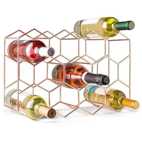 Casier à vin de comptoir – Casier à vin moderne en métal pour 14 bouteilles – Support de table à 3 niveaux pour armoire, garde-manger, rangement de bouteilles de vin – Pas de montage