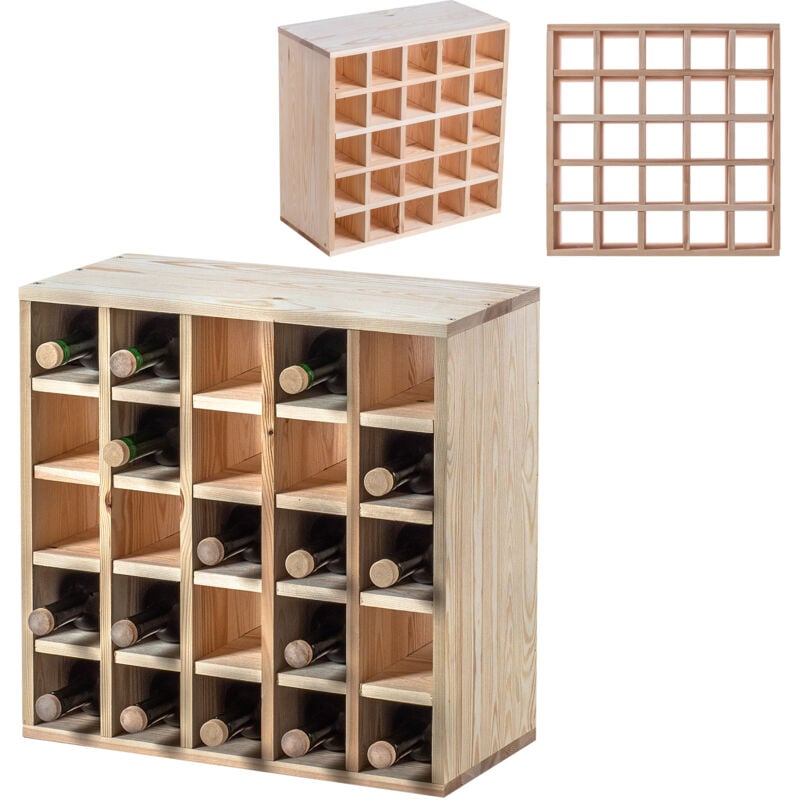 Kadax - Casier à vin en bois 25 bouteilles d'alcool armoire étagère cadeau 52Cm