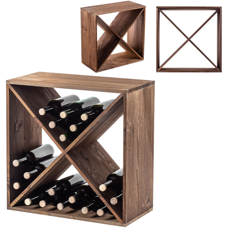 Kadax - Casier à Vin En Bois 32 Bouteilles D'alcool Armoire Étagère Cadeau 60Cm