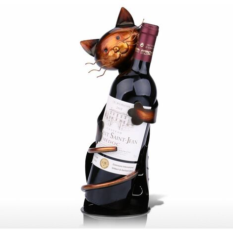 Casier à Vin Mignon, Porte-Bouteille de Vin en Métal, Rangement Bouteille Vin, Forme de Chat, Titulaire du Vin Animal pour la Décoration Intérieure, Décoration Bar, Cadeaux Fantaisie