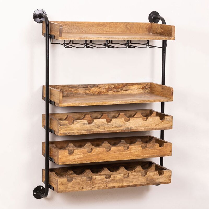 Sklum - Casier à vin mural pour 18 bouteilles en bois Wenni Style