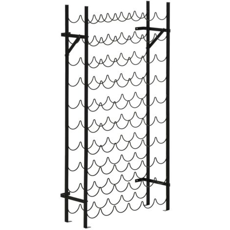 Casier à vin mural métal 60 bouteilles - Support de rangement élégant noir pour cave ou cuisine - Porte-bouteilles design maison 63x20.5x118cm