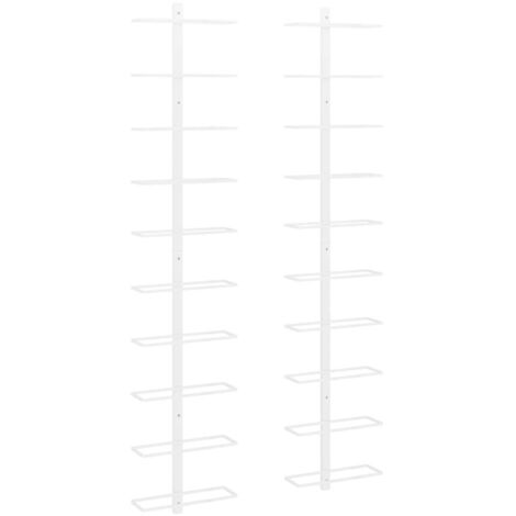 Casier à vin mural pour 10 bouteilles 2 pcs Blanc Métal CFW121532