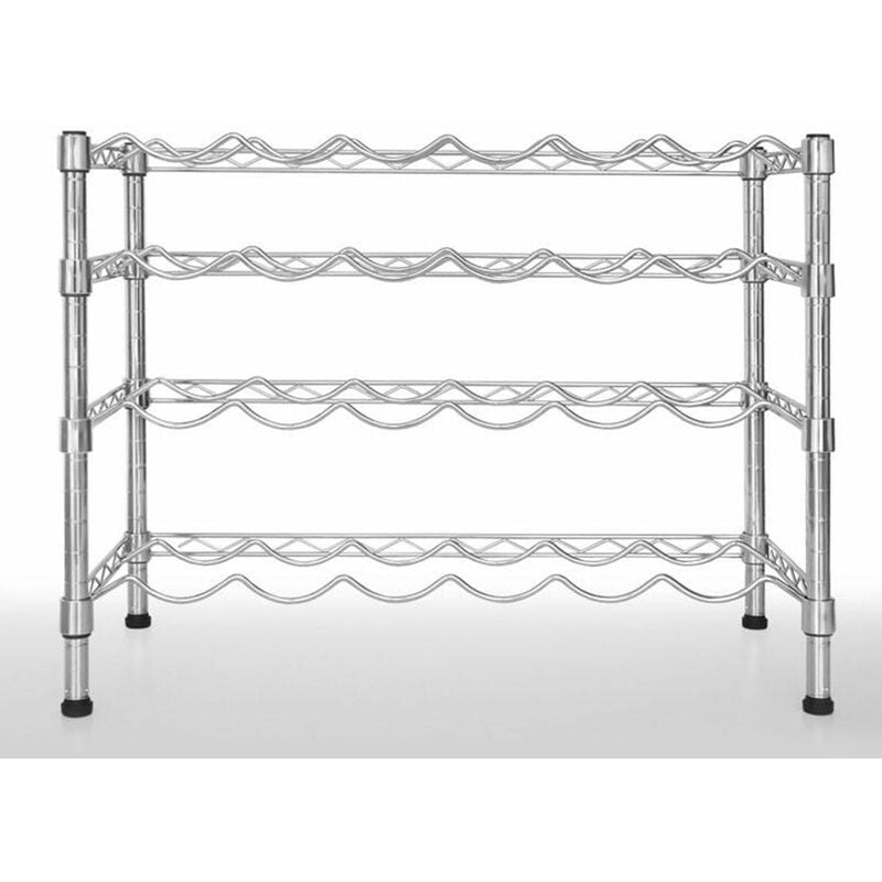Porte-vin Support à bouteilles de vin Toscana Métal Plaqué chrome 4 étages Pour 24 bouteilles