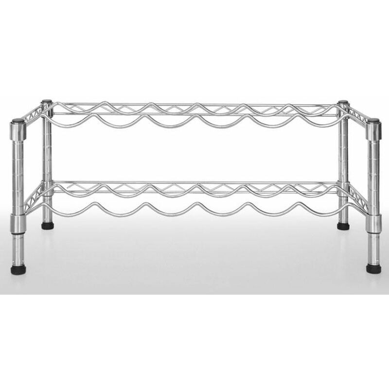 Casa Pura - Porte-vin Support à bouteilles de vin Trentin Métal Plaqué chrome 2 étages Pour 12 bouteilles