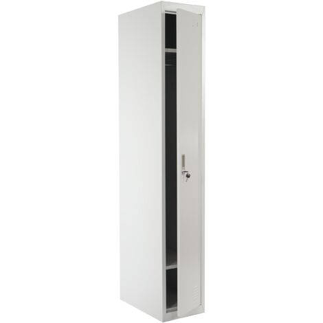 Casier armoire à vêtements avec tringle à vêtements et miroir 180 x 30 x 50 cm en métal gris 040006202